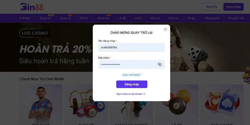 Cách thức đăng nhập vào sân chơi BIN88 rất đơn giản. 